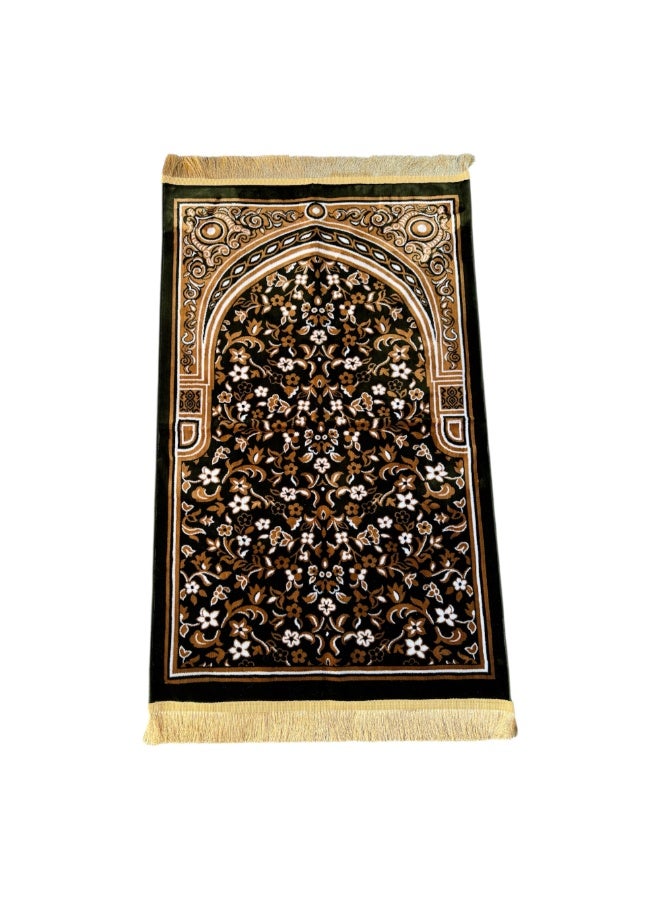 Islamic Prayer Mat for Salah – Floral Design Prayer Rug with Traditional Mihrab Pattern, Soft and Comfortable(Dark Green). - Image 2
